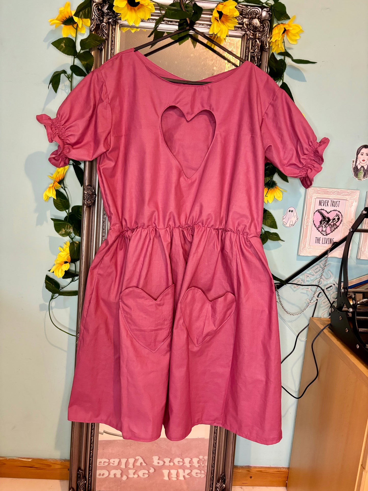 Piece of my Heart Dress - Any Colour Cotton fabric (pictured is rose)