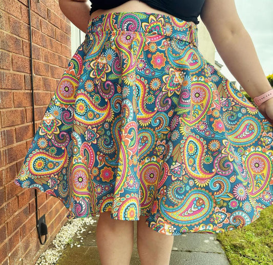 Skater Skirt/Full Circle Skirt - Summer Paisley Fabric