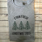 Farm Fresh Christmas Trees Grey embroidered sweatshirt, hoodie, T-shirt