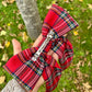 Faux gloss silk Leopard Print and Red Tartan classic hair bow set