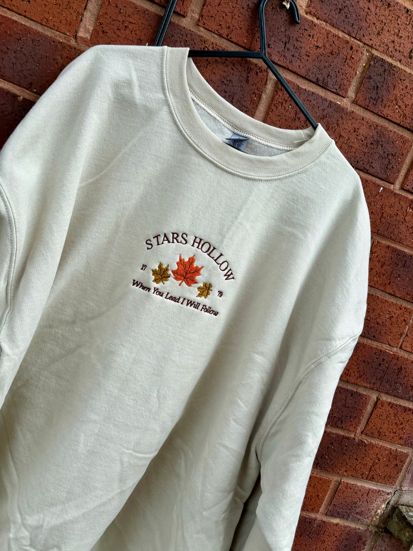 Stars Hollow Embroidered T-shirt, Sweatshirt or Hoodie. Classic Sand