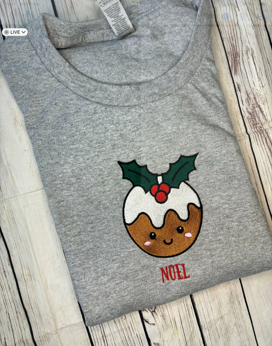 Noel Christmas Pudding Grey embroidered sweatshirt, hoodie, T-shirt