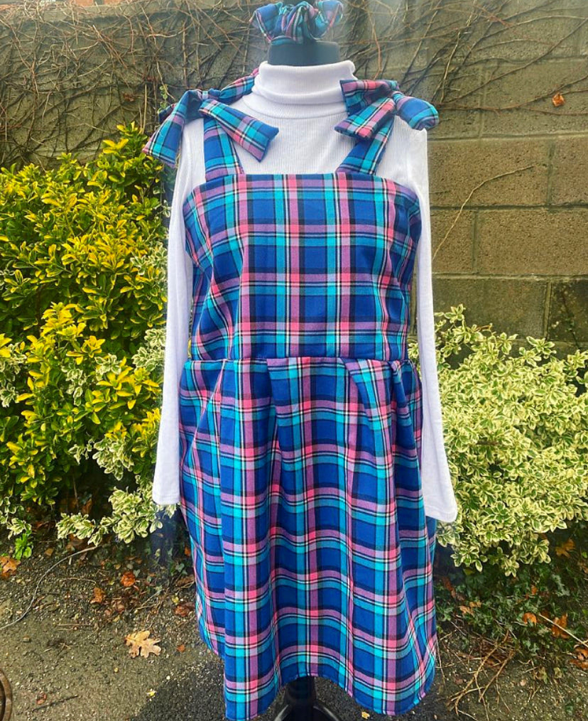 Baby doll dress - Blueberry Tartan fabric
