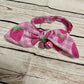 Cat knot bow, collar and name tag - strawberry gingham fabric