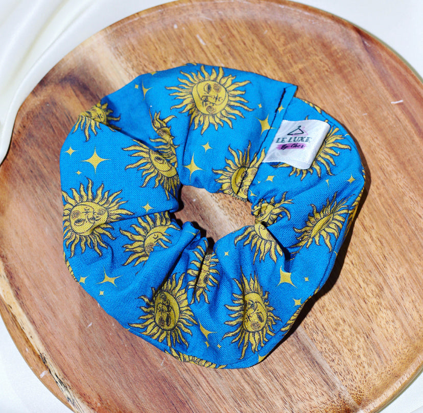 Sun and moon scrunchie 100% woven calico cotton fabric