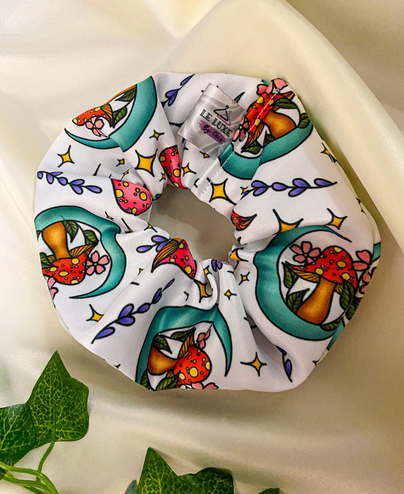 Mushroom Moons premium duchess silk scrunchie