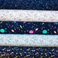 Custom listing for Carly! X1 large book sleeve with space themed fabrics (stars at front) x1 medium book sleeve with pastel blue polka