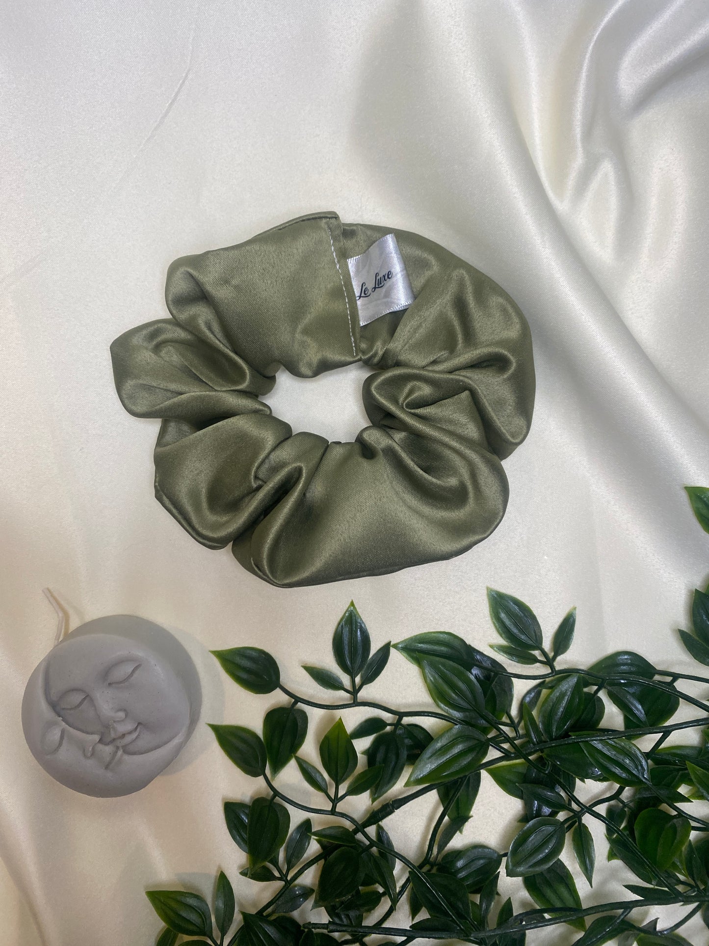 Olive Green - premium duchess silk scrunchie