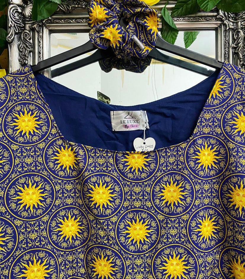RTS Libby Dress - Celestial Suns fabric