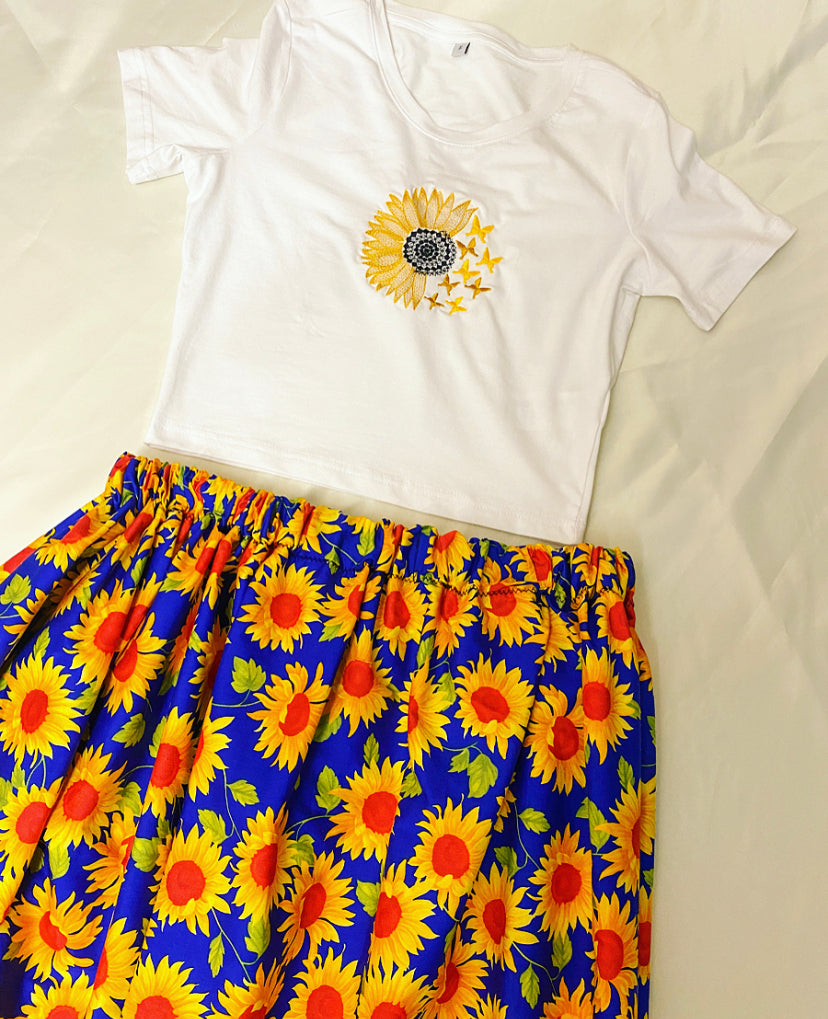 Sunflower fitted crop top
