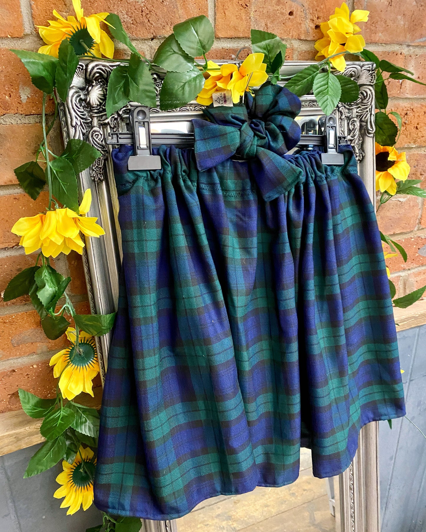 Green and Navy Scottish Tartan skirt