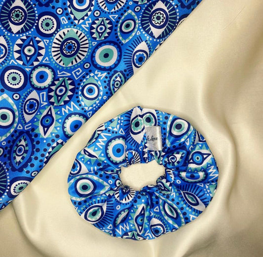 COTTON Evil Eye/Blue Nazar Scrunchie