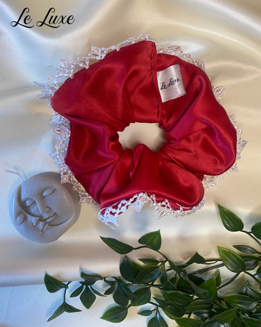 Scarlet luxury duchess silk scrunchie