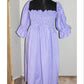 Shirred Puff Sleeve Dress - 100% Cotton, Purple Gingham (off the shoulder dress)